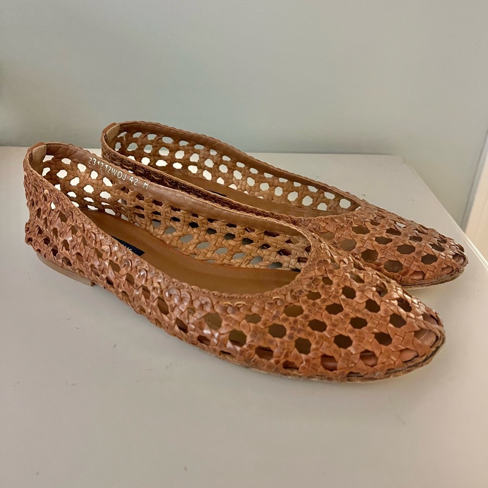 Margaux Demi Jane Mary woven leather cane flats shoes 42 11